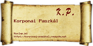 Korponai Paszkál névjegykártya